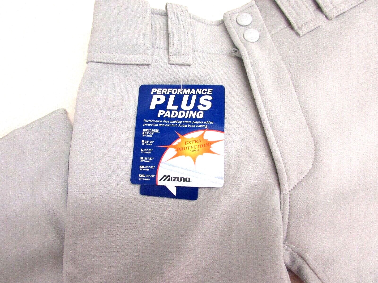 MIZUNO PERFORMANCE PLUS PADDING BASEBALL PANTS YOUTH S GRAY W/BLUE