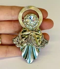 3” Large Vintage Rhinestone Gold Silver Tone Angel Pin Brooch Costume Jewelry