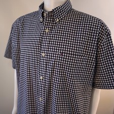 Tommy Hilfiger Mens XL Shirt Gingham Button Down Classic Fit Stretch Short Sleev