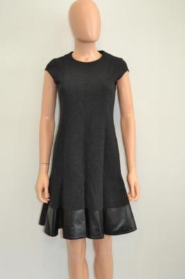 Akris Punto Heathered Black w/Faux Leather Pleated Hem Cap Sleeve Dress US 6 | eBay Akris Punto Heathered Black w/Faux Leather Pleated Hem Cap Sleeve Dress US 6 | eBay