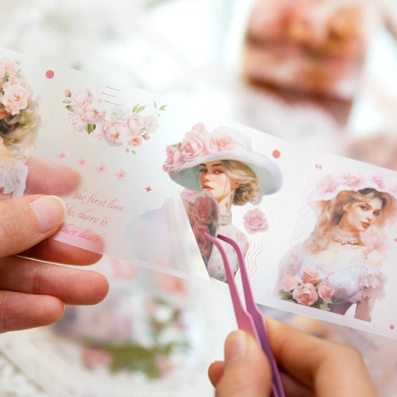 Retro Lady Girls PET Adhesive Masking Tape Journal Album DIY Decorative Stickers - Image 4 of 4