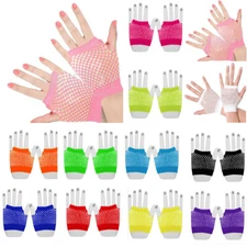 Short Fishnet Gloves Sexy Fingerless Mesh Gloves Colorful Half-finger Gloves