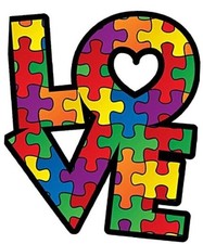 WSQ Autism Awareness Love with Heart Puzzle Piece Decal Sticker Premium