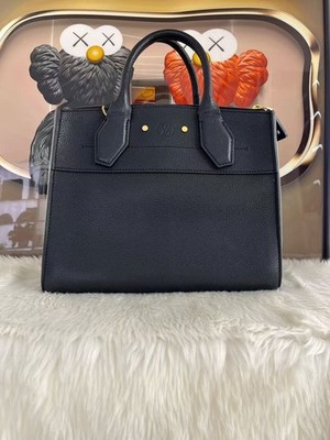 Louis Vuitton City Steamer Small Black Leather GHW Top Handle Shoulder Bag