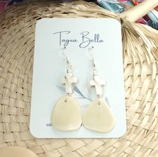 TAGUA EARRINGS natural nut statement jewelry unique gift cross ivory 68 69