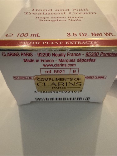 CLARINS Hand Nail Treatment Cream, 3.5 oz, Softens Hands Stregthens Nail NIB - Picture 2 of 2