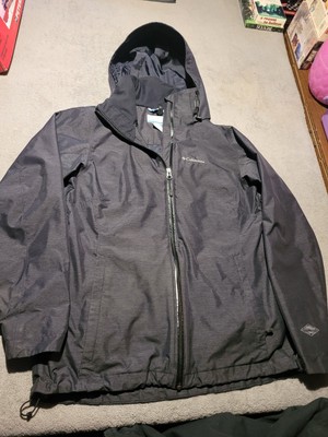 Columbia Interchange Omni Tech Hooded Rain Jacket Womens Large Gray Waterproof