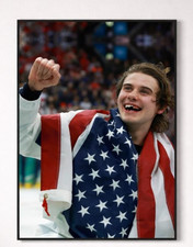 Jack Hughes USA Hockeey 2026 Gold Medal Poster 24x36 Ice  Wall Art Unframed