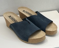 Mephisto Lisane Blue Wedge Slip On Sandal Comfort SZ 39 NWOB  Read 