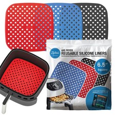 Reusable Air Fryer Liners 3 Pack for 2QT - Square 6.5", Blue" or "Red" "Black