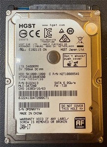 HGST, 1TB, 5K1000-1000, HTS541010A9E680, S/N: DM3NNYYV, SATA HDD