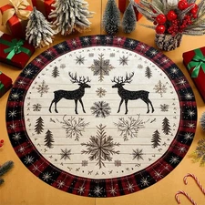 140cm*140cmJIT850gm velvet elk snowflake pattern floor mat, thickened and wear-r