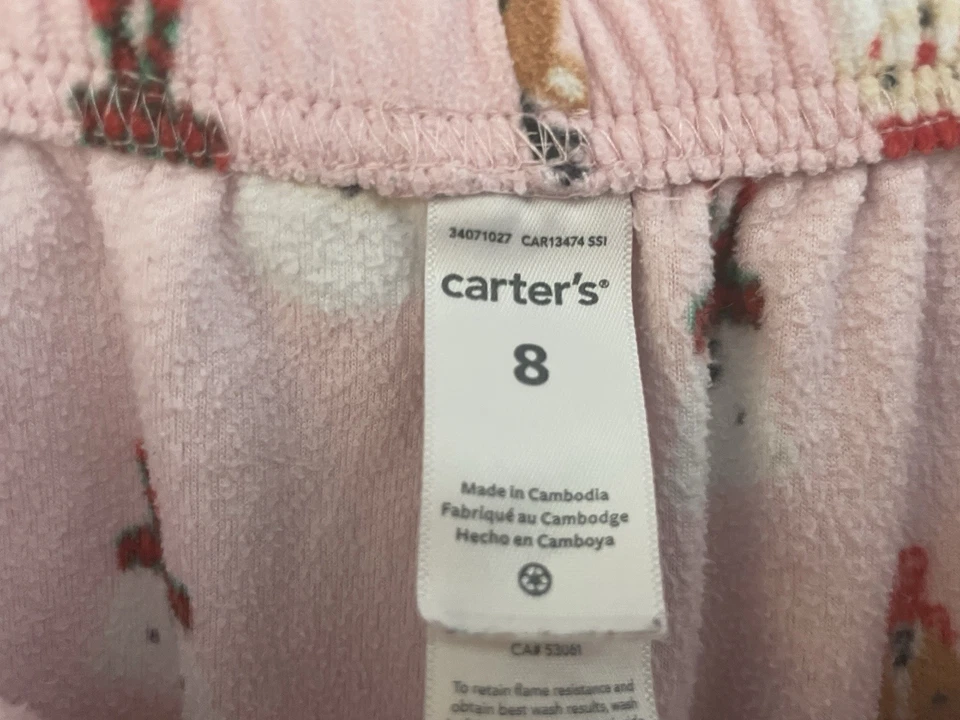 Carter's Kid Girl Cute Santa Reindeer Bear Cozy Fleece Christmas PJ Pants Pink 8 - Image 2 of 4