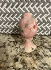 #1292/3000 Fenton Uranium Burmese Glass Egg on Pedestal (It glows!)