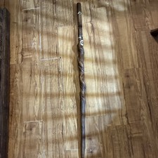 Vintage Twisted Walking Hiking Stick 45  Well Traveled W/5 tourist medallions.