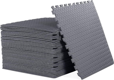 Gray Interlocking Foam Exercise Mat - 6 Pack, 144 Sq Ft, 1/2'' Thick