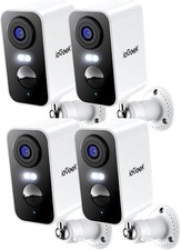4Pcs Wireless Outdoor Cameras 2K 3MP Battery Spotlight/Siren, Night Vision