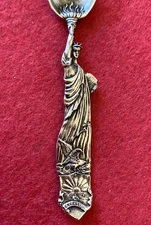 Statue of Liberty New York City Seal Beaver Flour Sterling Souvenir Spoon Ellis