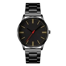 Men s Minimalist Black Stainless Steel Watch Fashion Sport Quartz Timepiece