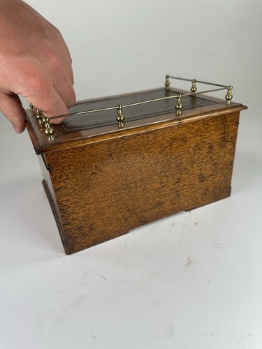 Venditore campione XIX secolo gotico pelle top avvocato scrivania music box portasigari - Foto 4 di 15