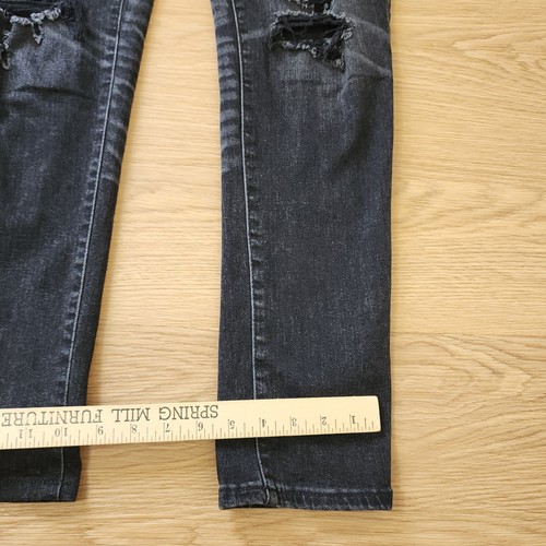 American Eagle Jeans Mens Size 32x28 Athletic Skinny Distressed Black Grunge Y2K - Picture 10 of 13