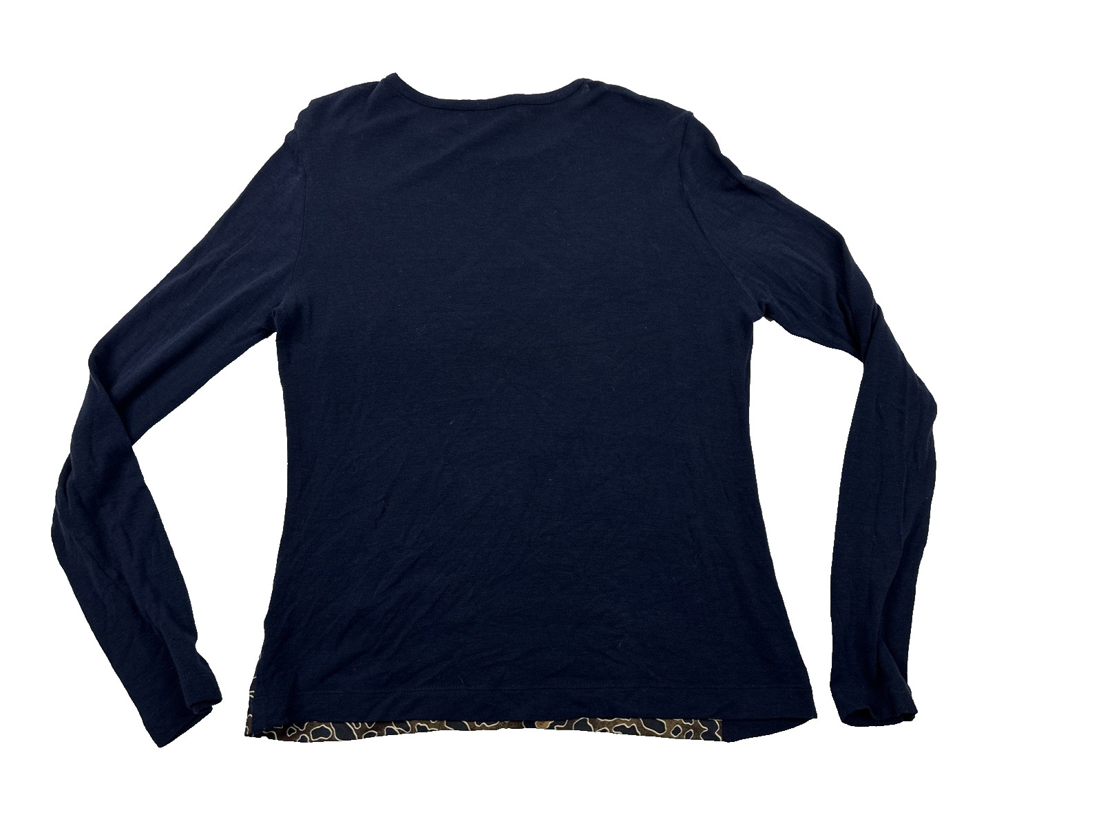 Tory Burch Animal Print Navy Blue Long Sleeve Shirt. Women's Size M thumbnail 6