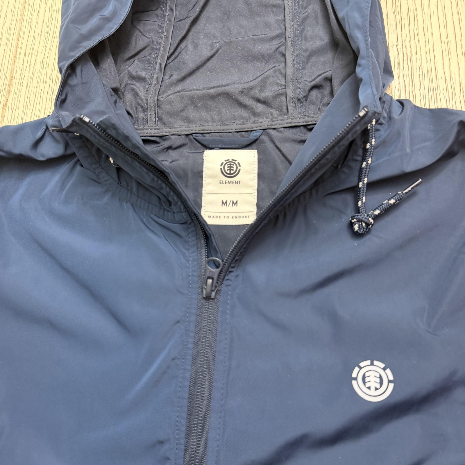 Element Jacket Mens Medium Blue Tan Hooded Windbreaker Color