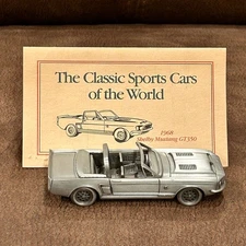 Danbury Mint Pewter Classic Sports Car  World ~ 1968 Shelby Mustang GT350