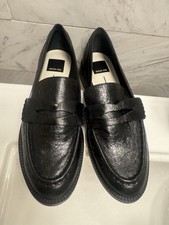  NEW Dolce Vita Women's Black Leather Loafers Penny Classic USA 7.5 M