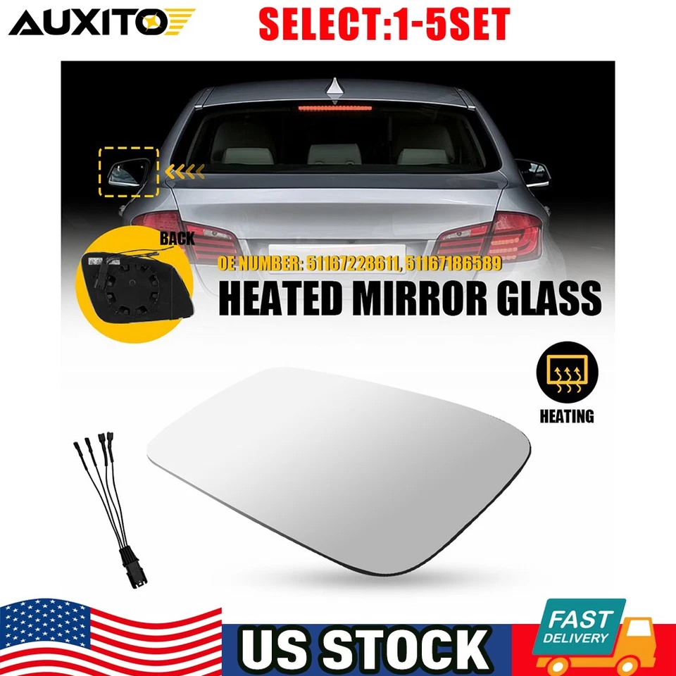 Espejo retrovisor térmico vidrio convexo lado del conductor apto para BMW 528i XDRIVE 535i XDRIVE 550i 1-5X Foto 2 de 2