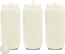7 Day White Prayer Candles, 3 Pack - 6" Tall Pillar Candles for Religious, Memor