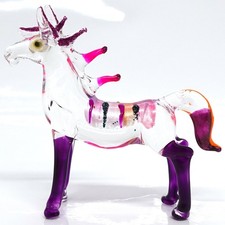 Horse Miniature Figurine   Handmade Blown Glass Art   Tiny Animal Collectible...