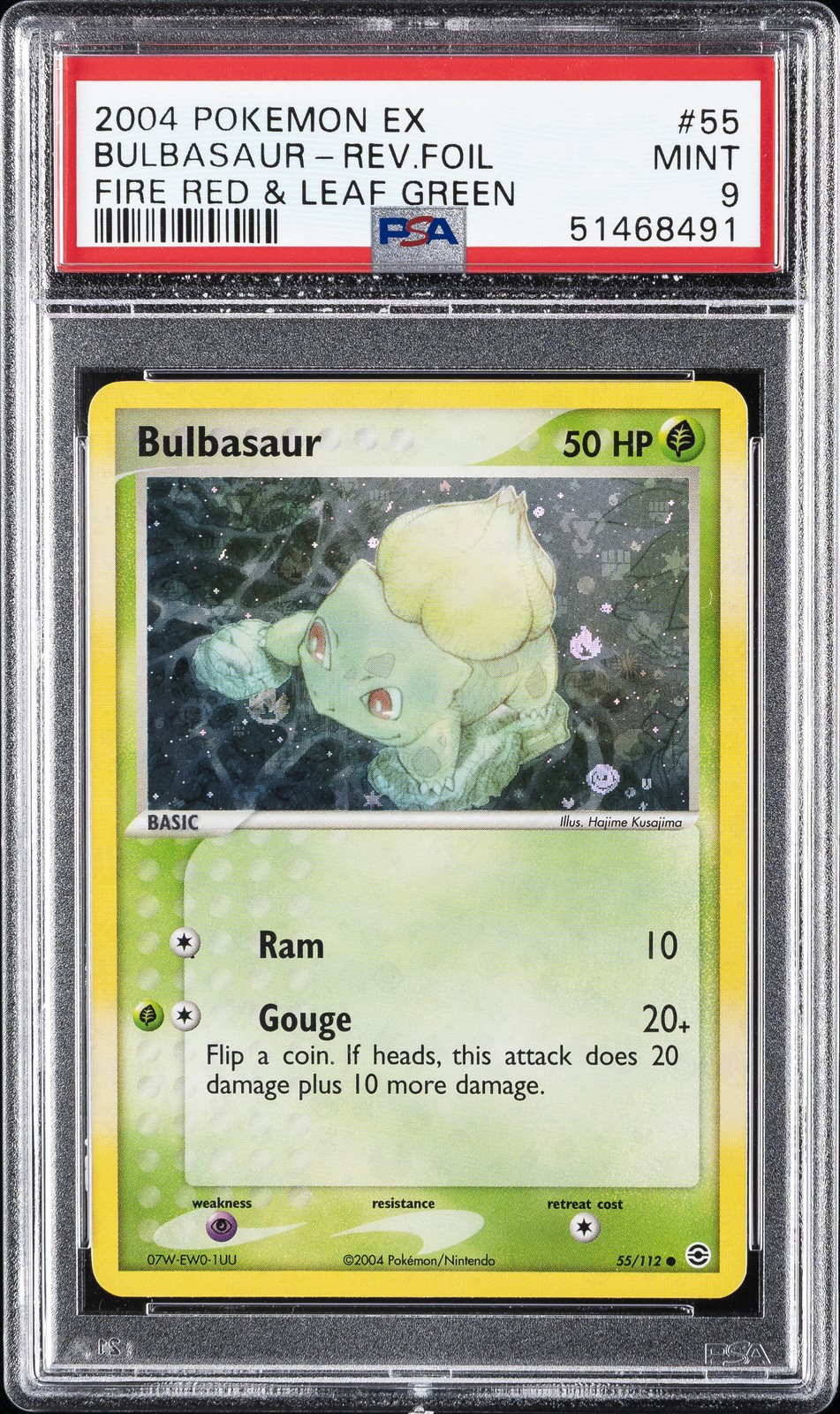2004 POKEMON EX FIRE RED & LEAF GREEN #55 BULBASAUR-REVERSE FOIL PSA 9