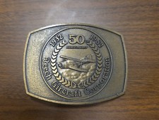 Vintage 1982 50th Anniversary Beech Craft Aircraft Corp. Staggerwing Belt Buckle
