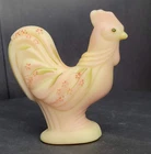 Fenton Burmese Rooster Figure–Hand Painted & Signed B. Hunsche & Michael Fenton
