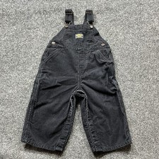 Vintage Toddler Baby OshKosh b'gosh Black Corduroy Overalls Bibs 18 Months Y2K