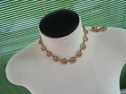 Vtg Costume Jewelry Set Collar Necklace Clip On Screw Earrings Gold Rhinestone