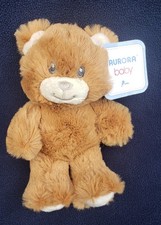 Aurora Baby Brown Cream Bear Soft Plush Stuffed Animal Lovey Cuddler Rattle NWT