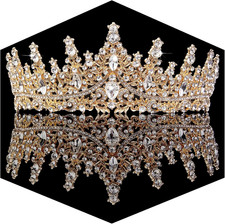 Gold Crown for Women Crystal Princess Tiaras Rhinestone Queen Headband Wedding B