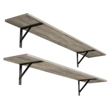 Long Wall Shelves, 47.3Inch Wall Mounted Shelves Set of 2, Extra Large Wall S...