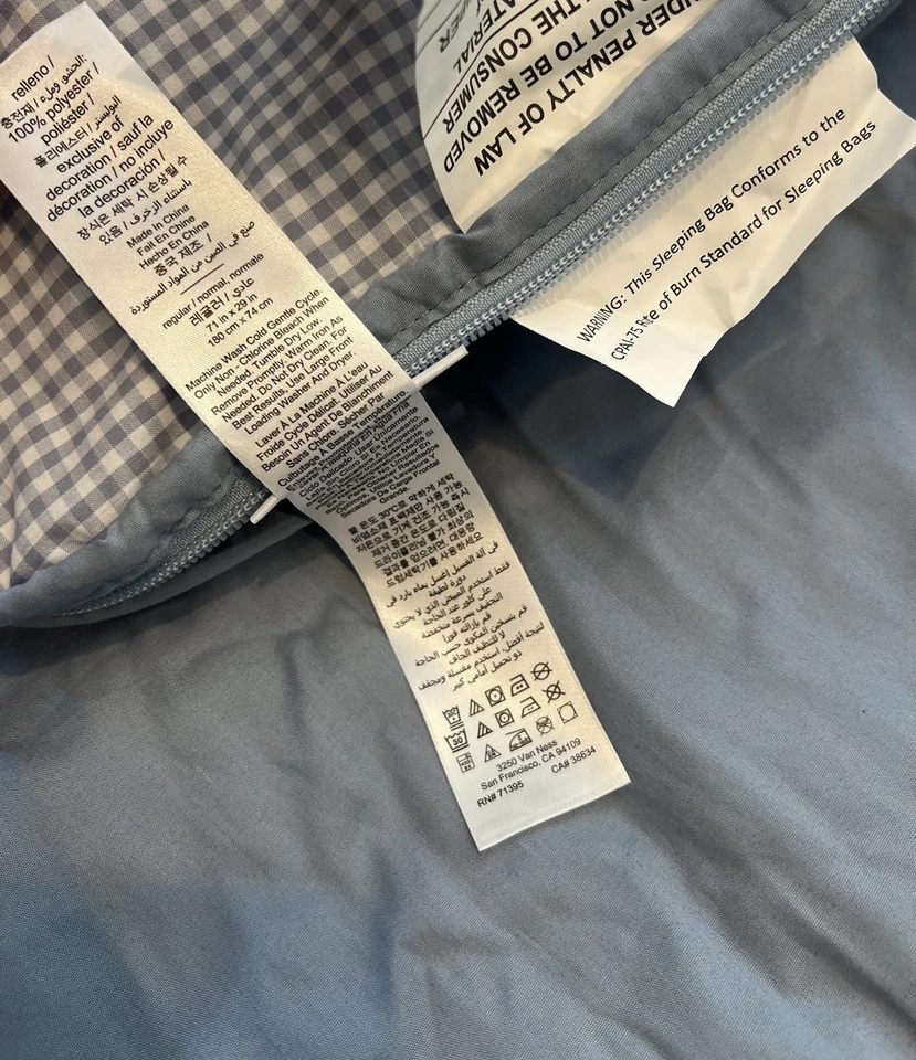 Saco de dormir Pottery Barn Kids blanco cabeza peluda cachorro perro azul sin monograma Foto 4 de 4