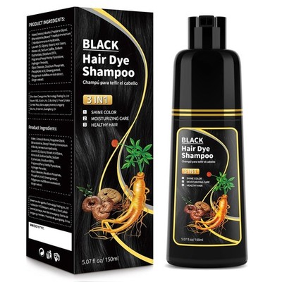 Champú tinte para cabello negro - Nutrición natural para cubrir las canas 3 in 1