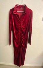 FASHION NOVA Long Sleeve Moonlight Velvet Mini Dress Magenta 2X Tall