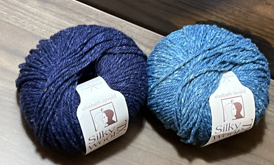 Elsebeth Lavold LANA DE SEDA XL Hilo AZUL 50gr/104yds ea. Lana seda. Juego de 2 Foto 2 de 4