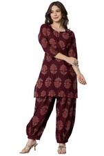 Women's Pure Cotton Printed Straight Kurta Set with Palazzo Pants