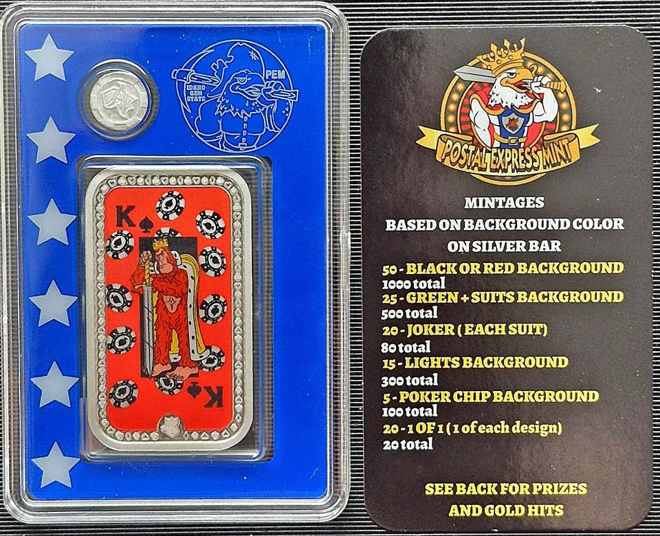 2025  1 OZ BAR + 1 GRAM RD .999 SILVER *POSTAL EXPRESS MINT* LTD KING #5/5 BAR W - Image 4 of 4