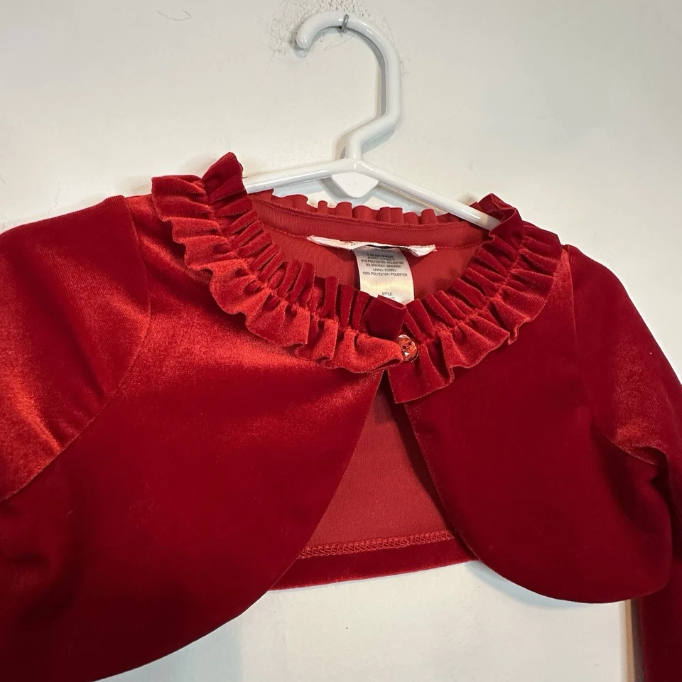 Abrigo de Vestido Formal Pippa & Julie Niña Rojo Bolero Encogido de hombros Cárdigan Recortado 24 Mos Foto 2 de 4