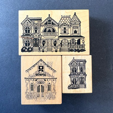 PSX Victorian House Home Street Scene Cottage LOT of 3 Rubber Stamps