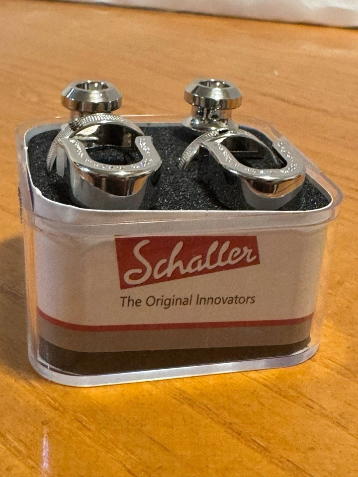 Genuíno Schaller NICKEL S-Lock alça de guitarra trava par/conjunto (capa da caixa faltando) - Imagem 3 de 4
