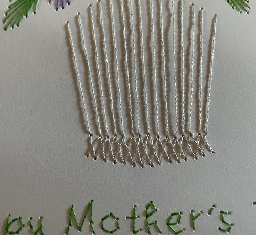 Card Basket Mothers Day Flowers Leaves Detailed Handmade Stitched Blank - Picture 4 of 4